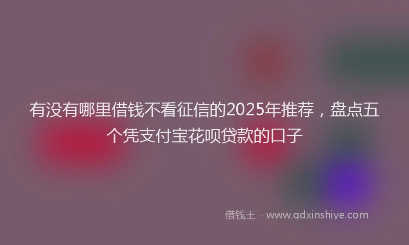 有没有哪里借钱不看征信的2025年推荐，盘点五个凭支付宝花呗贷款的口子