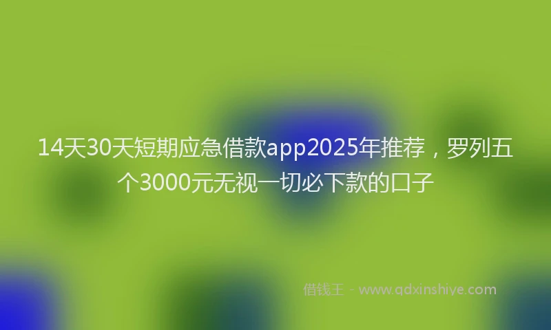 14天30天短期应急借款app2025年推荐，罗列五个3000元无视一切必下款的口子