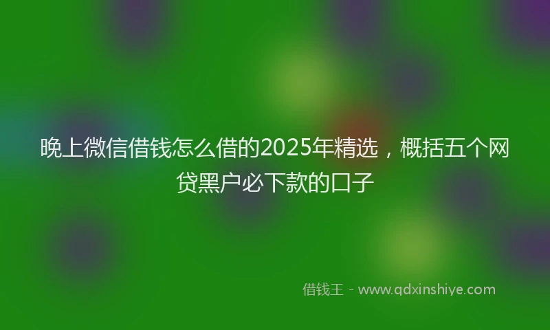 晚上微信借钱怎么借的2025年精选，概括五个网贷黑户必下款的口子