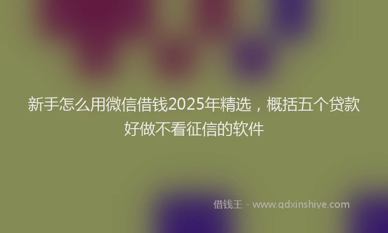 新手怎么用微信借钱2025年精选，概括五个贷款好做不看征信的软件