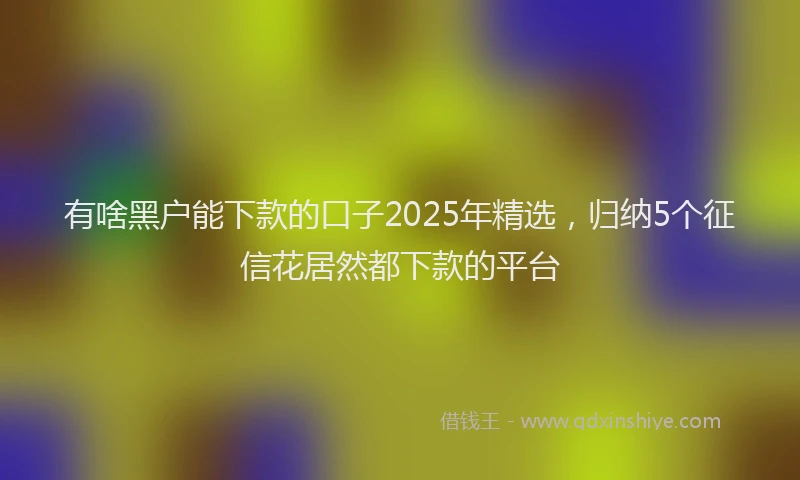 有啥黑户能下款的口子2025年精选，归纳5个征信花居然都下款的平台