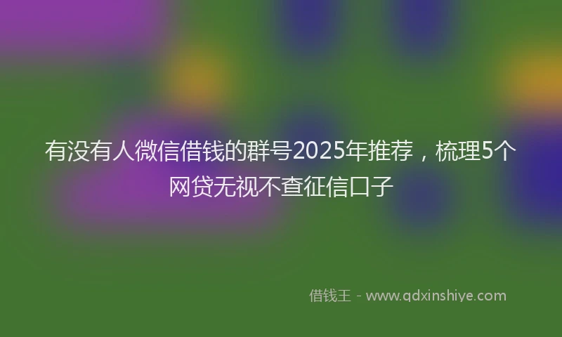 有没有人微信借钱的群号2025年推荐，梳理5个网贷无视不查征信口子