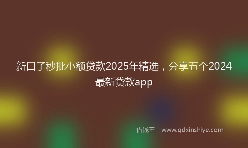 新口子秒批小额贷款2025年精选，分享五个2024最新贷款app