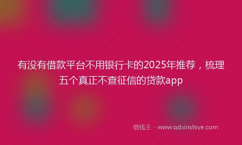 有没有借款平台不用银行卡的2025年推荐，梳理五个真正不查征信的贷款app