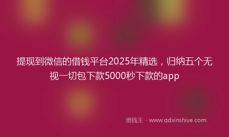 提现到微信的借钱平台2025年精选，归纳五个无视一切包下款5000秒下款的app