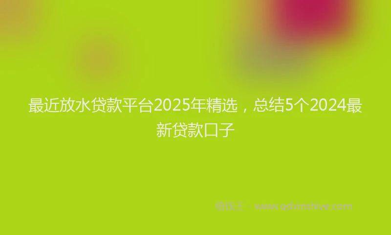 最近放水贷款平台2025年精选，总结5个2024最新贷款口子