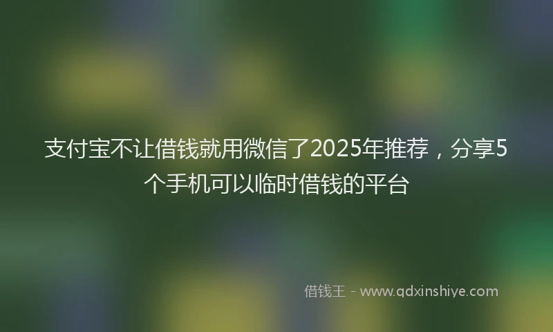 支付宝不让借钱就用微信了2025年推荐，分享5个手机可以临时借钱的平台