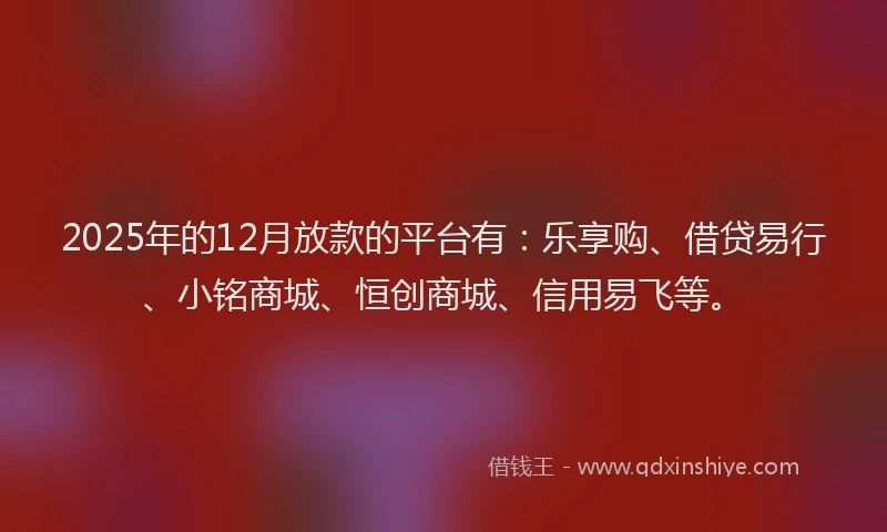2025年的12月放款的平台有：乐享购、借贷易行、小铭商城、恒创商城、信用易飞等。