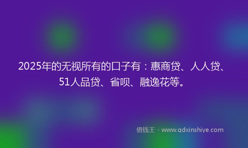 2025年的无视所有的口子有：惠商贷、人人贷、51人品贷、省呗、融逸花等。