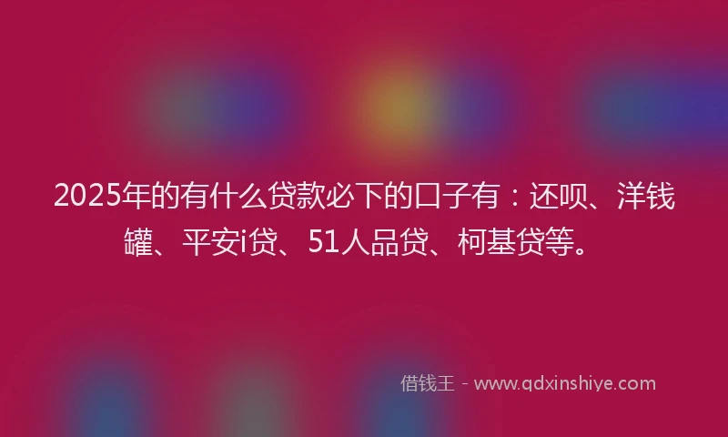 2025年的有什么贷款必下的口子有：还呗、洋钱罐、平安i贷、51人品贷、柯基贷等。