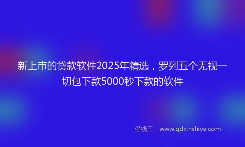新上市的贷款软件2025年精选，罗列五个无视一切包下款5000秒下款的软件