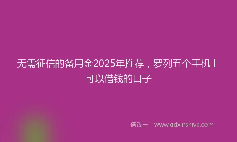 无需征信的备用金2025年推荐，罗列五个手机上可以借钱的口子