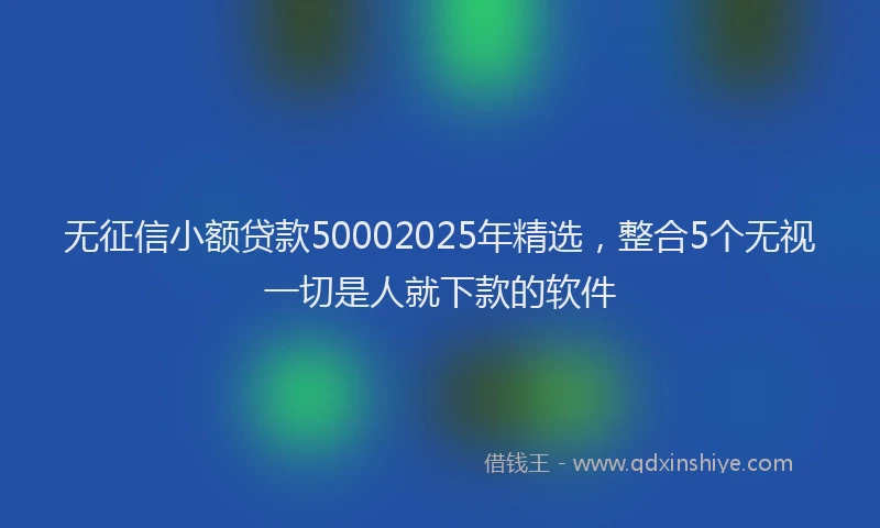 无征信小额贷款50002025年精选，整合5个无视一切是人就下款的软件
