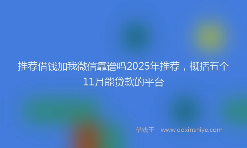 推荐借钱加我微信靠谱吗2025年推荐，概括五个11月能贷款的平台