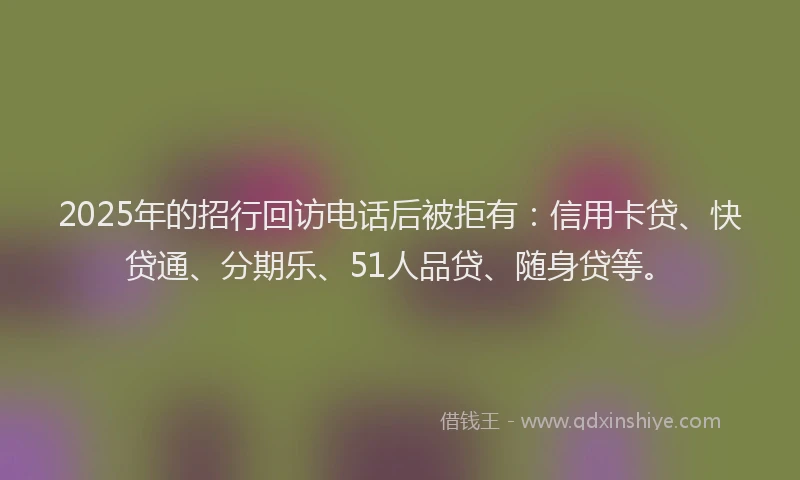 2025年的招行回访电话后被拒有：信用卡贷、快贷通、分期乐、51人品贷、随身贷等。