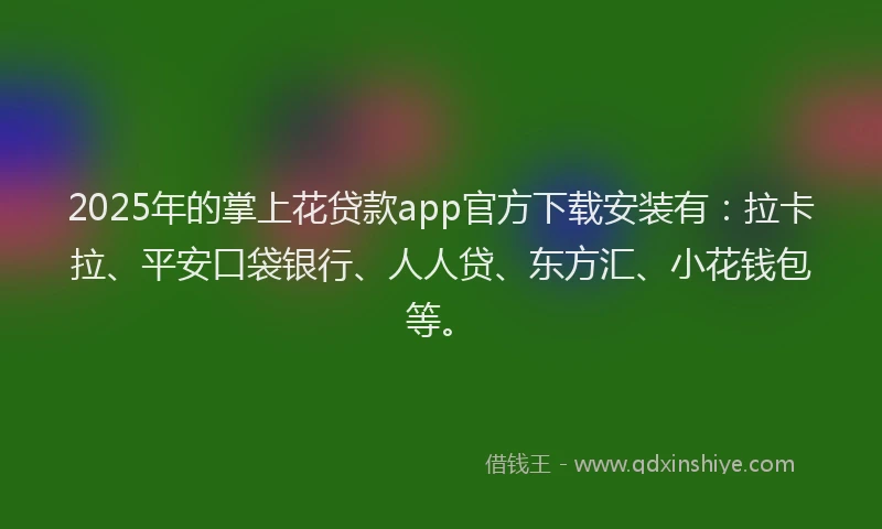 2025年的掌上花贷款app官方下载安装有：拉卡拉、平安口袋银行、人人贷、东方汇、小花钱包等。