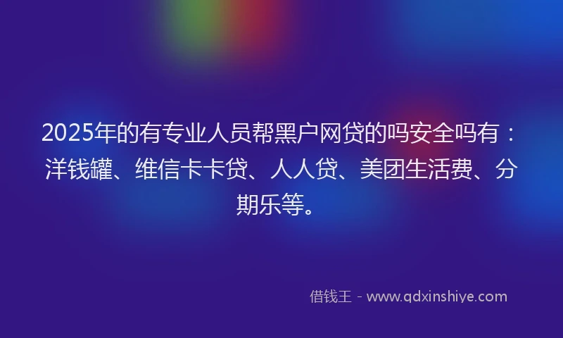 2025年的有专业人员帮黑户网贷的吗安全吗有：洋钱罐、维信卡卡贷、人人贷、美团生活费、分期乐等。