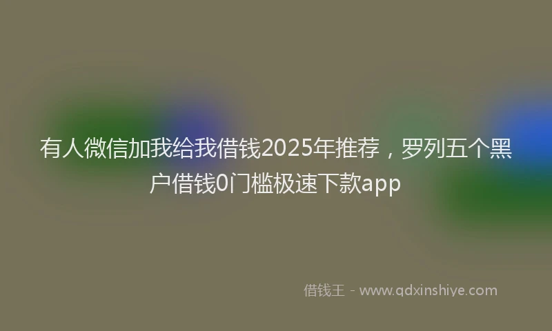 有人微信加我给我借钱2025年推荐，罗列五个黑户借钱0门槛极速下款app