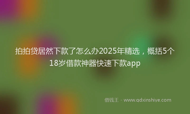 拍拍贷居然下款了怎么办2025年精选，概括5个18岁借款神器快速下款app