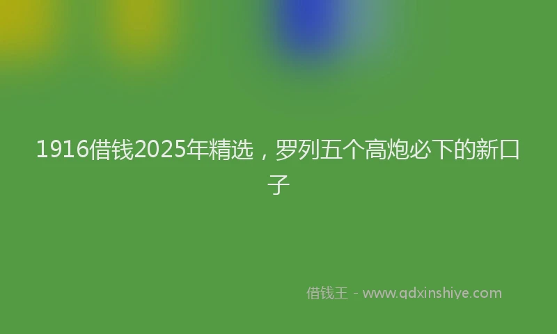 1916借钱2025年精选，罗列五个高炮必下的新口子