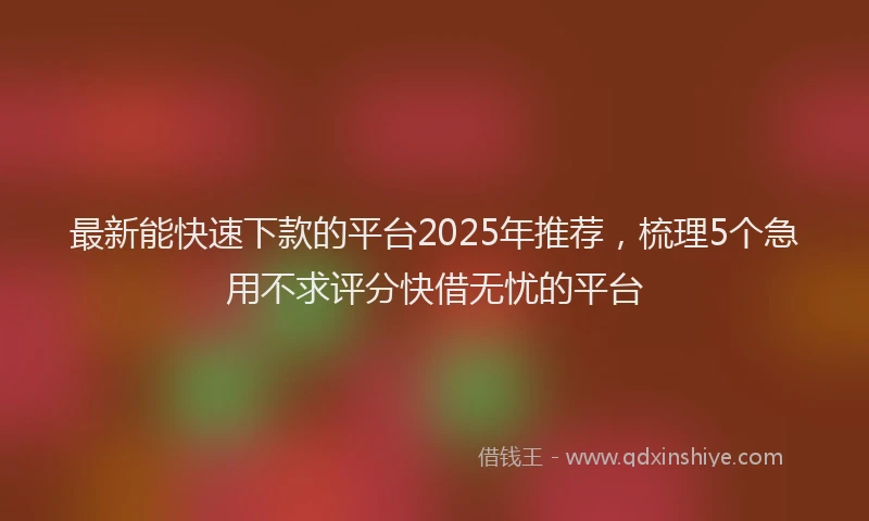 最新能快速下款的平台2025年推荐，梳理5个急用不求评分快借无忧的平台