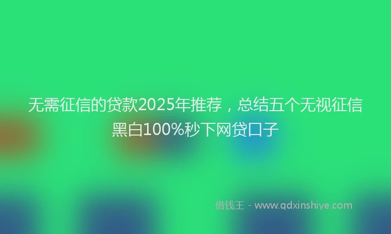 无需征信的贷款2025年推荐，总结五个无视征信黑白100%秒下网贷口子