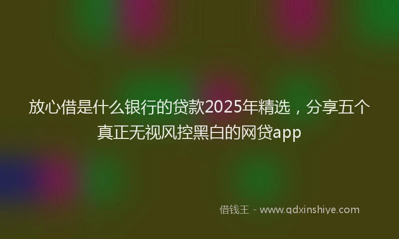 放心借是什么银行的贷款2025年精选，分享五个真正无视风控黑白的网贷app