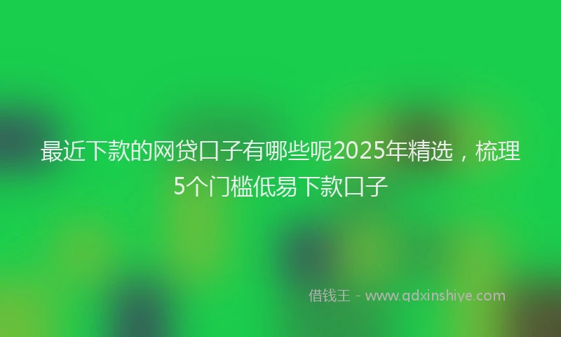 最近下款的网贷口子有哪些呢2025年精选，梳理5个门槛低易下款口子