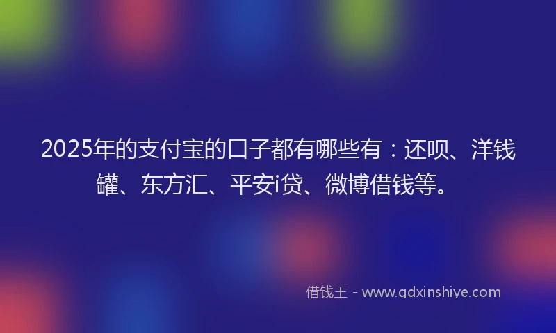 2025年的支付宝的口子都有哪些有：还呗、洋钱罐、东方汇、平安i贷、微博借钱等。