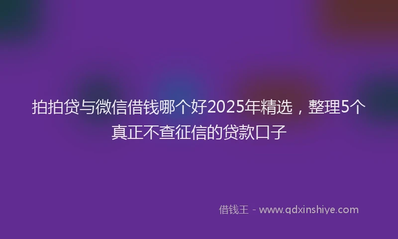 拍拍贷与微信借钱哪个好2025年精选，整理5个真正不查征信的贷款口子