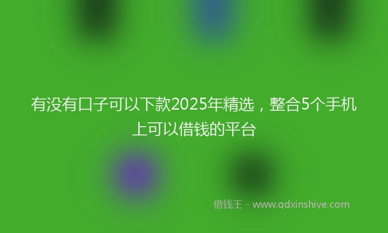 有没有口子可以下款2025年精选，整合5个手机上可以借钱的平台