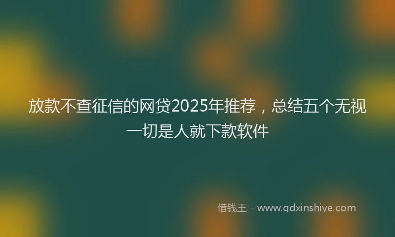 放款不查征信的网贷2025年推荐，总结五个无视一切是人就下款软件