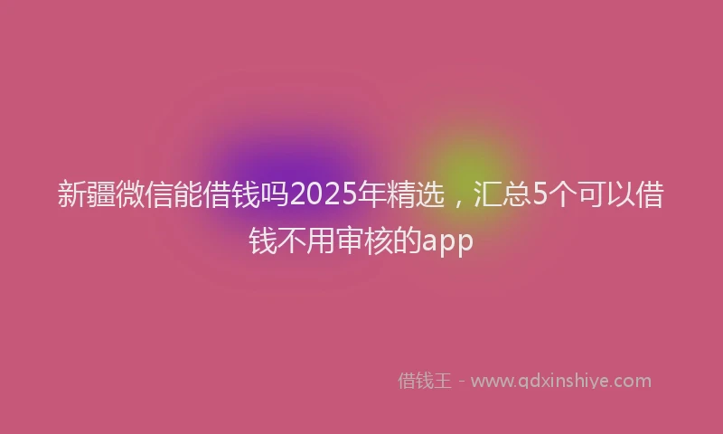 新疆微信能借钱吗2025年精选，汇总5个可以借钱不用审核的app