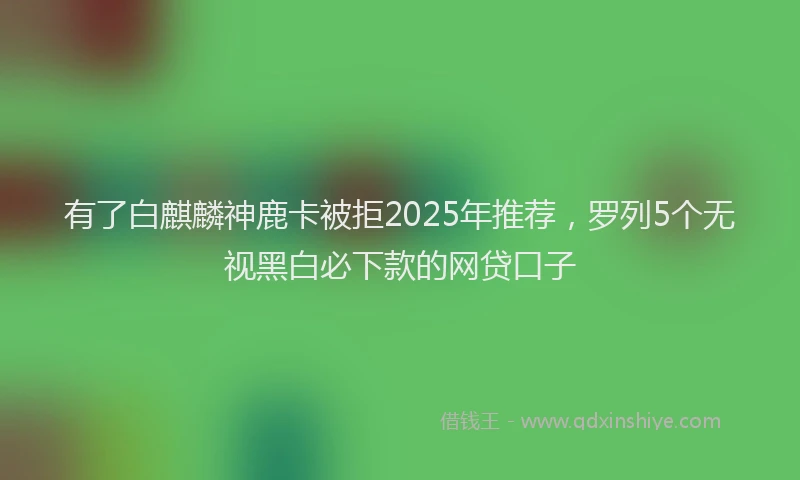 有了白麒麟神鹿卡被拒2025年推荐，罗列5个无视黑白必下款的网贷口子