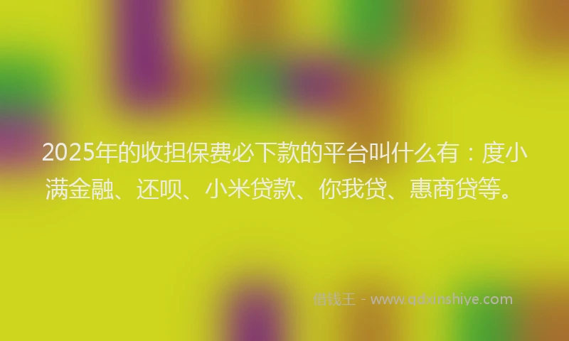 2025年的收担保费必下款的平台叫什么有：度小满金融、还呗、小米贷款、你我贷、惠商贷等。