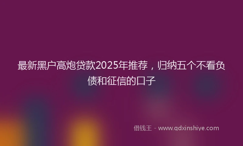 最新黑户高炮贷款2025年推荐，归纳五个不看负债和征信的口子