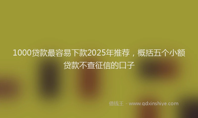 1000贷款最容易下款2025年推荐，概括五个小额贷款不查征信的口子
