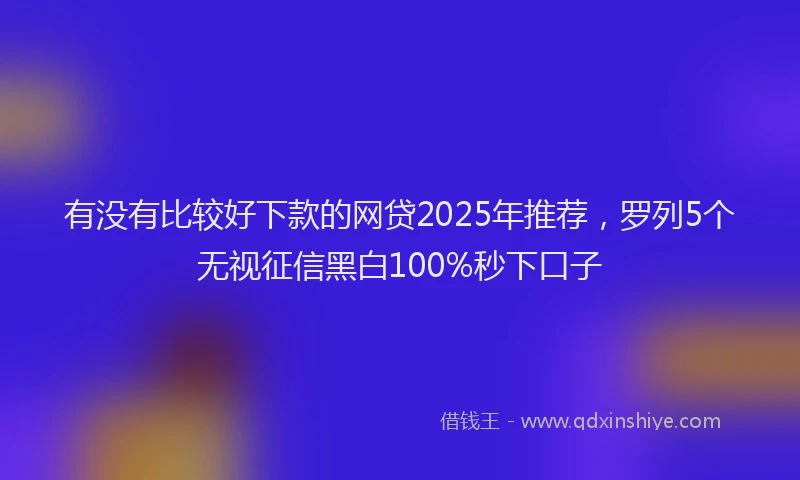 有没有比较好下款的网贷2025年推荐，罗列5个无视征信黑白100%秒下口子