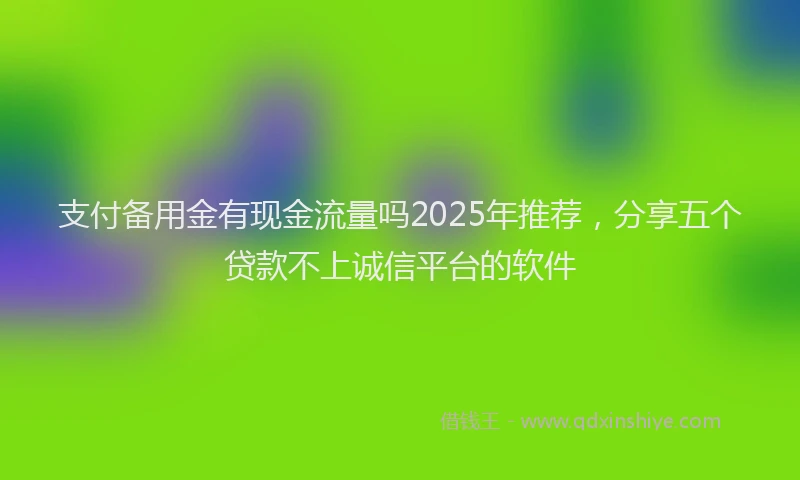 支付备用金有现金流量吗2025年推荐，分享五个贷款不上诚信平台的软件