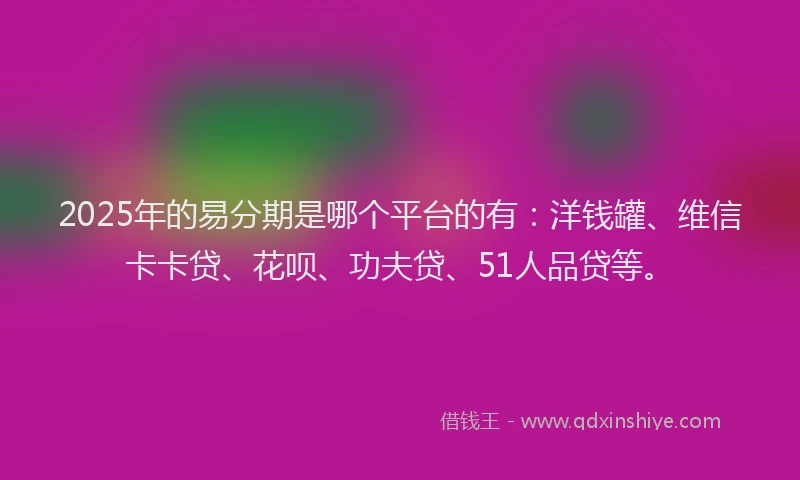 2025年的易分期是哪个平台的有：洋钱罐、维信卡卡贷、花呗、功夫贷、51人品贷等。