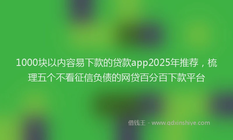 1000块以内容易下款的贷款app2025年推荐，梳理五个不看征信负债的网贷百分百下款平台