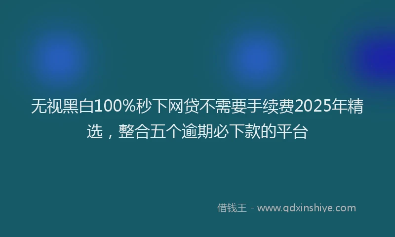 无视黑白100%秒下网贷不需要手续费2025年精选，整合五个逾期必下款的平台