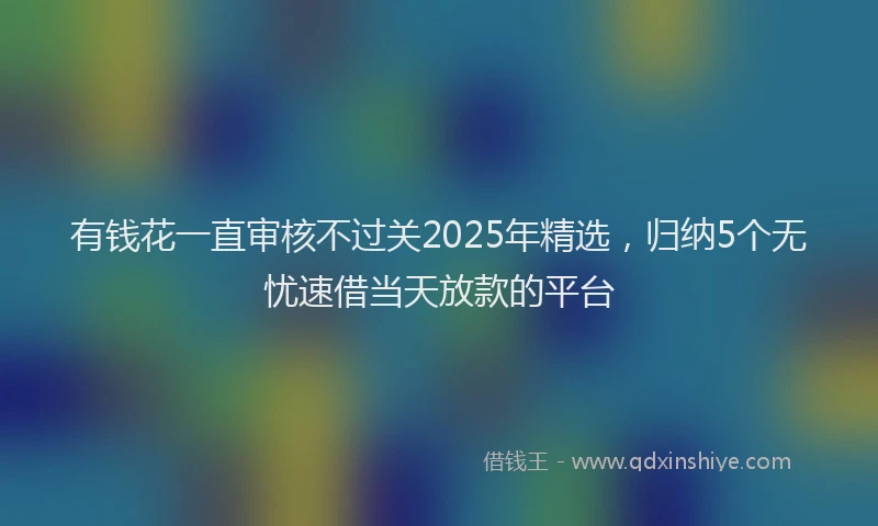 有钱花一直审核不过关2025年精选，归纳5个无忧速借当天放款的平台