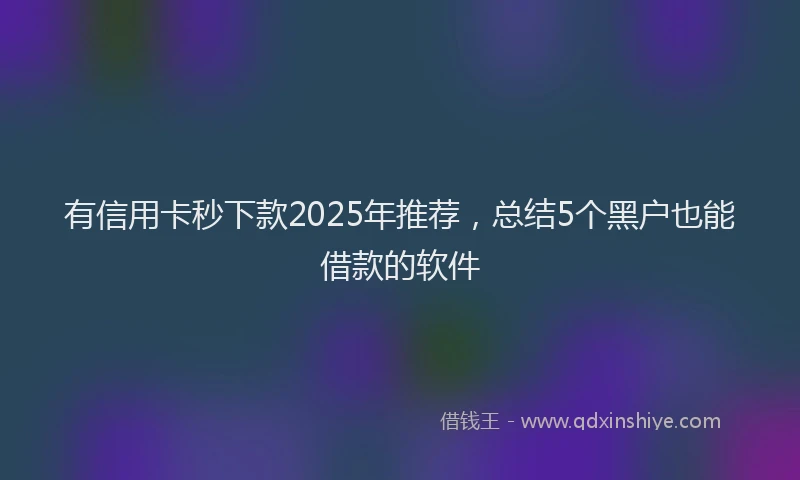 有信用卡秒下款2025年推荐，总结5个黑户也能借款的软件