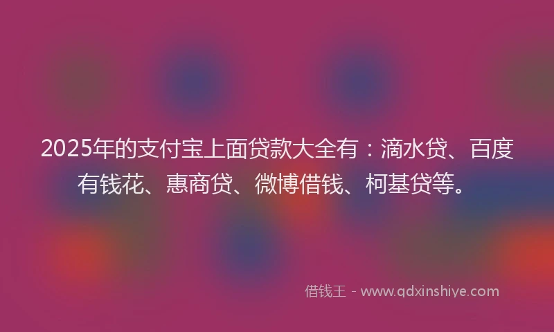 2025年的支付宝上面贷款大全有：滴水贷、百度有钱花、惠商贷、微博借钱、柯基贷等。