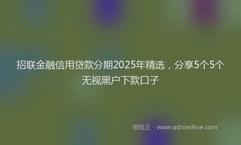招联金融信用贷款分期2025年精选，分享5个5个无视黑户下款口子