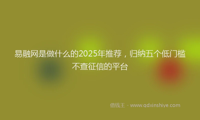 易融网是做什么的2025年推荐，归纳五个低门槛不查征信的平台