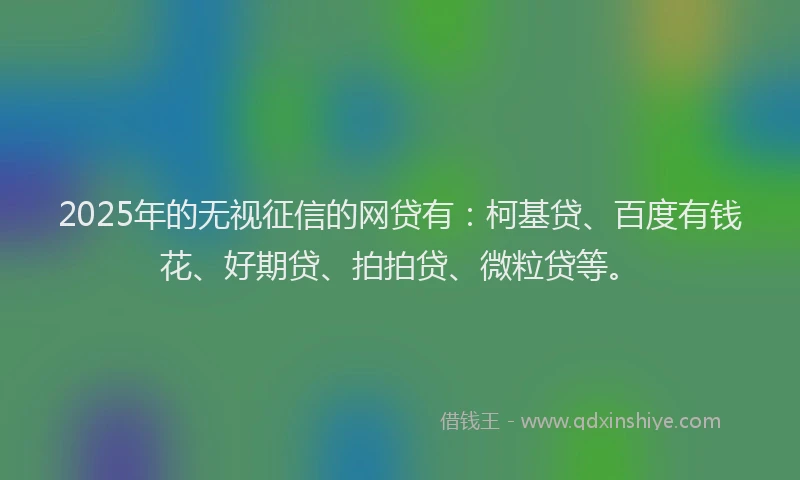 2025年的无视征信的网贷有：柯基贷、百度有钱花、好期贷、拍拍贷、微粒贷等。