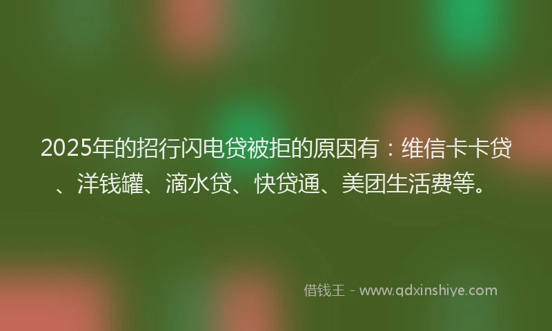 2025年的招行闪电贷被拒的原因有：维信卡卡贷、洋钱罐、滴水贷、快贷通、美团生活费等。