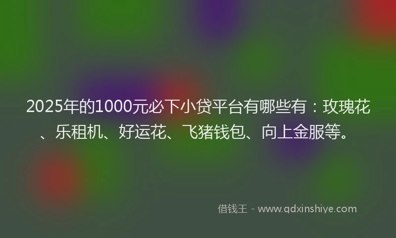 2025年的1000元必下小贷平台有哪些有：玫瑰花、乐租机、好运花、飞猪钱包、向上金服等。